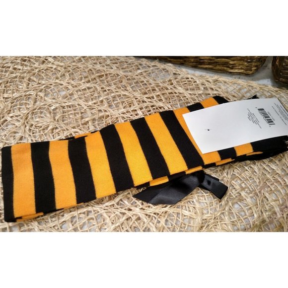 Halloween Orange Striped Socks, Over the Knee, Costume, Novelty, NEW - Picture 5 of 6